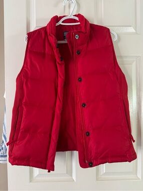 GAP Winter Puffer Vest Down Fill Red Full Zip Snap Size M,Stained as is